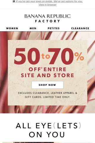JUST-IN summer styles + extra 20% off ON TOP OF 50-70% OFF