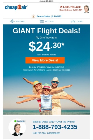 ✈ GIANT Deals: Fly from $24.30