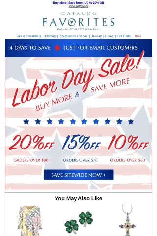 Up to 20% OFF ~ Celebrate Labor Day Weekend!