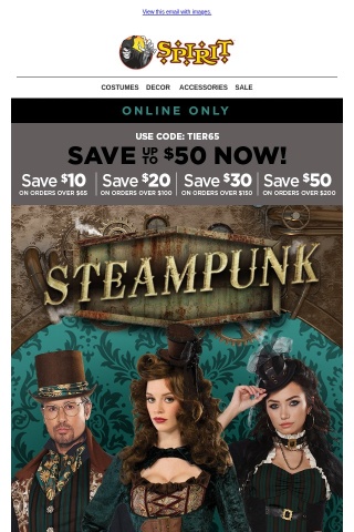 ⚙️ Gear up + take $50 OFF steampunk and medieval costumes!