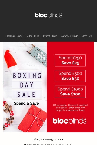 Spend & Save this Boxing Day with Bloc Blinds