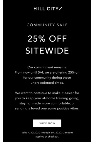 Our commitment remains: 25% off sitewide.