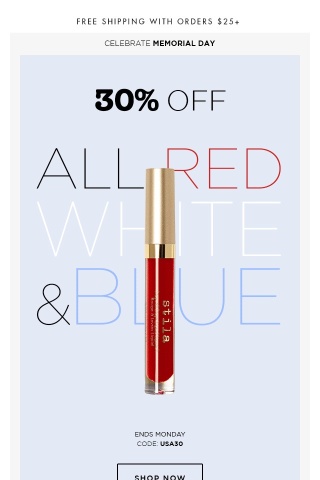 30% off all Red, White & Blue!