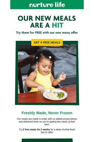 Our New Meals are a HIT! Try 4 Meals for FREE!