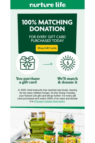 Giving Tuesday: 100% Matching Donation on Gift Card Purchases
