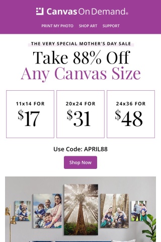 Canvas Gifts Starting At $17 | Order Today For Delivery by Mother's Day