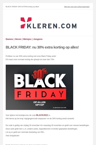 ⚡ Black Friday Alert - nu met 30% EXTRA korting op alles!