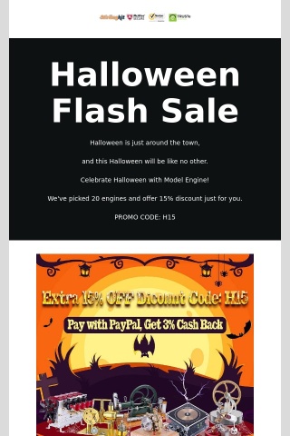 Halloween Flash Sale for 20 Engines.
