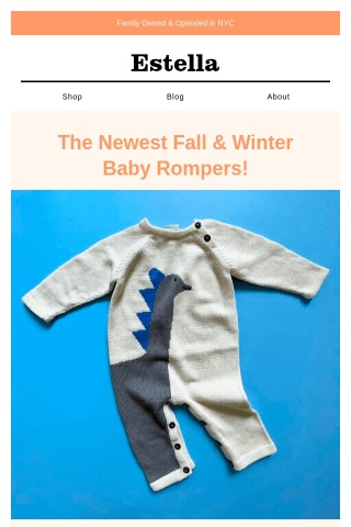 New Fall/Winter Rompers: 1973, Baby Bear, Dino & more!