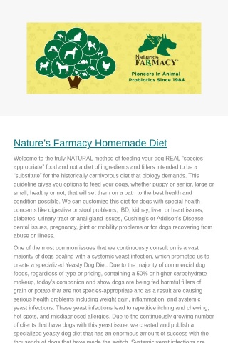 Natures Farmacy Homemade Diet!