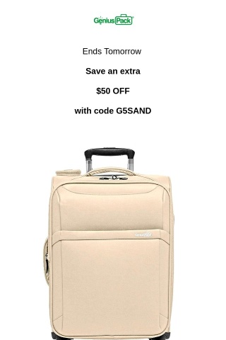 Ends tomorrow: $50 off the G5 Carry On with code G5SAND