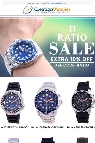Ratio Watches Sale - Get an Extra 10% Off On All Ratio Watches