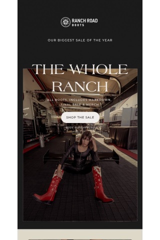 TAKE 30% OFF THE WHOLE RANCH 👢