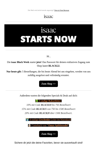 Exklusiv: Die isaac Black Week 2022 - jetzt geht's los, !💥
