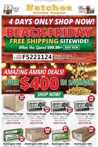 Black Friday Ammo Blowout with Over $400 in Savings!