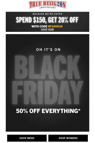 50% OFF EVERYTHING TRUE CONTINUES 🤯
