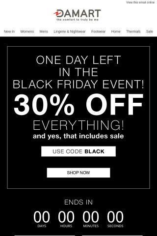 One Day Left To Get 30% Off!