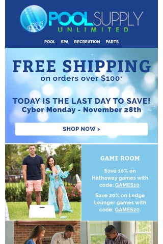 [Cyber Monday] Last Day For Free Shipping!