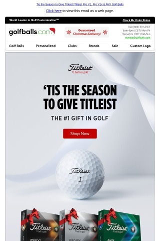The #1 Gift in Golf! Titleist Pro V1, Pro V1x, & AVX Golf Balls + $3 OFF Customization, Limited Time