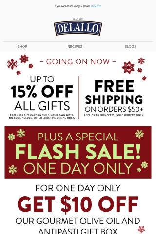 ONE DAY ONLY Gift Flash Sale!!! + Up to 15% off + free shipping*