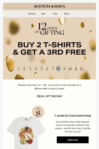 DAY 8: Buy 2 t-shirts, get a 3rd free