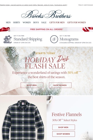 50% off must-have shirts: the Holiday Dash Flash Sale.