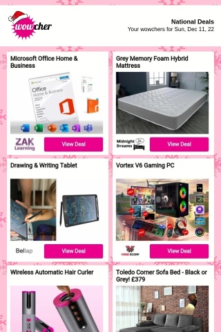 Microsoft Office 2016, 2019 or 2021 For Mac - Home & Business | Grey Memory Foam Hybrid Sprung Mattress - 5 Sizes | Kids' Digital Drawing & Writing Colour Pad | 9-in-1 Intel Core i3 GT710 NVIDIA Gaming PC Bundle | Cordless Automatic Hair Curler - 5 Colours!