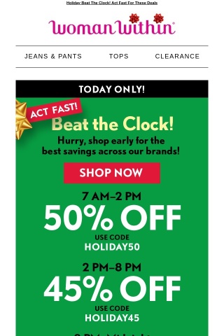 💚 The BEST Savings Are On! 50% Off Until 2 PM!