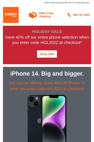 Holiday Sale: 40% off any smartphone