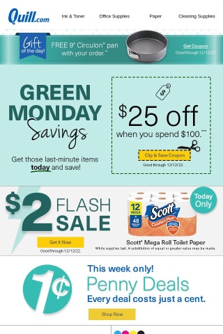 Want To Save Some Green? Here's $25 Off $100 Green Monday Savings + $2 FLASH SALE