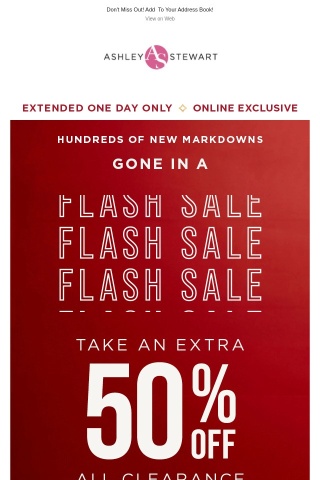 ⌛ flash sale ends TONIGHT ⌛ EXTRA 50% OFF CLEARANCE