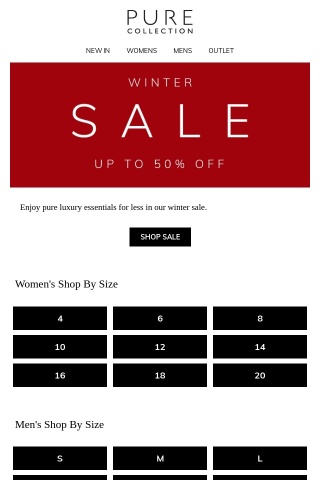 Shop 50% Off Winter Sale By Size