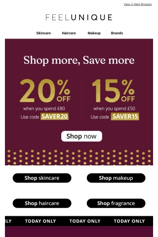 Save up to 20%...shop more, save more