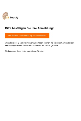 email.sbsupply.de: Bitte bestätigen Sie die Anmeldung