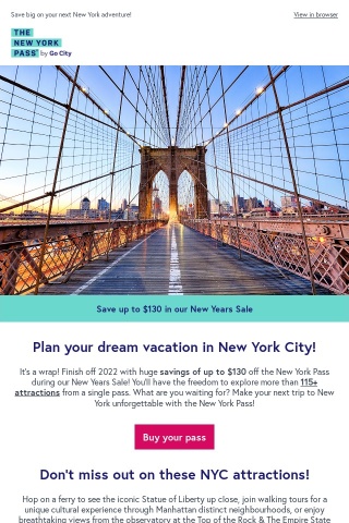 Save up to $130 on your New York Pass with our New Years sale!