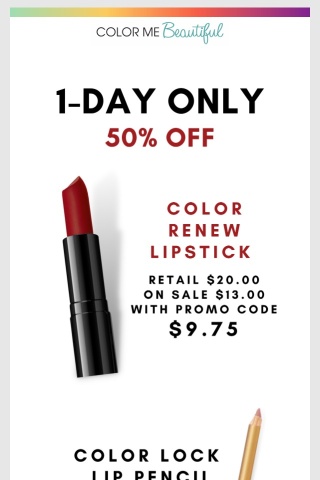 50% Off Lipsticks Today Only!