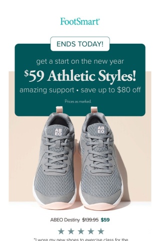 ⏰ Ends Today! $59 Athletic! $49 Boots! Start the New Year in Style...