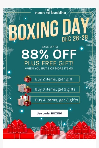 BOXING DAY BLISS - Up to 88% OFF plus FREE GIFT!