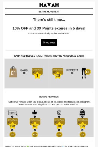 Don't forget! 10% OFF and 3X Points Bonus