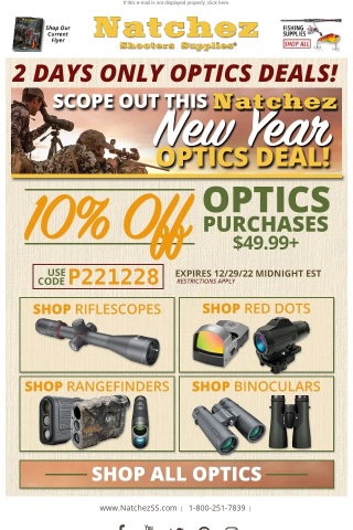 10% Off Optics When You Spend $49.99+