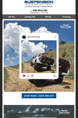 Save 45% off Tuff Country Suspension - 3 Day's ONLY!
