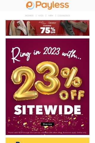So long, 2022! ✌️ Ring in 2023 with 23% off sitewide 🎉🍾