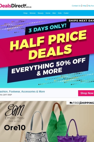 50% Off Everything! Fashion, Footwear, Accessories + More