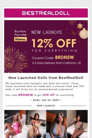 New Launchs Notice: 12% off Everything at BestRealDoll