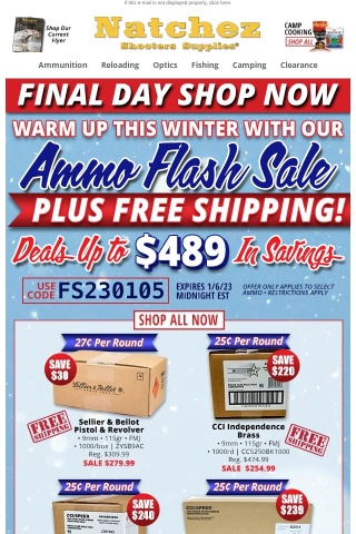 Final Day for Ammo Flash Sale Plus Free Shipping!
