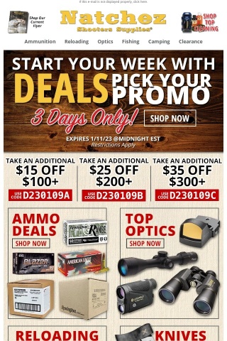 Start Your Week with Deals and Pick Your Promo