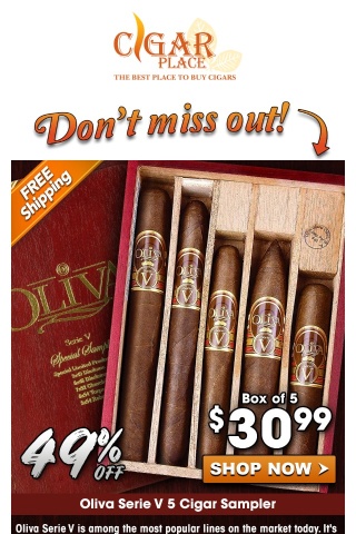One day left! Save 49% on the Oliva Serie V boxed sampler + FREE SHIPPING