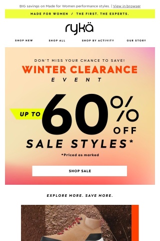 Winter Clearance is here! Up to 60% off sale styles