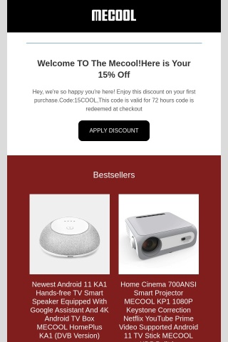 Thank You for Joining the best MECOOL community Here Is A Gift 10% off Your Next items