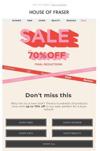 DON'T MISS OUT: UP TO 70% OFF